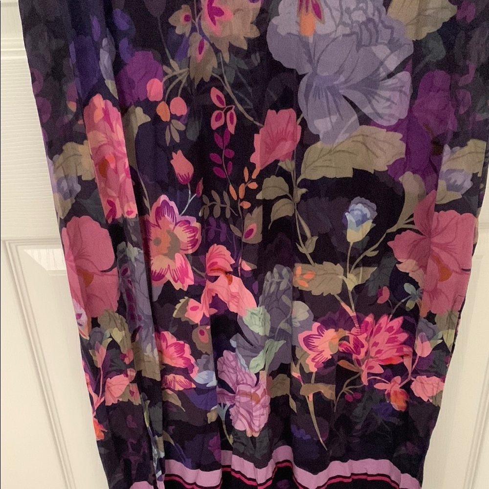 Johnny Was Black and Purple Sheath Maxi Dress V-Neck - Picture 5 of 5